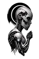 bionic cyborg arm shoulder tattoo design idea