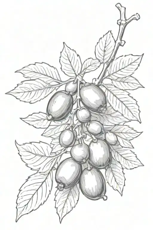 An olive twig with olives on and an oak twig with acorns on it that go around the arm  tattoo design idea