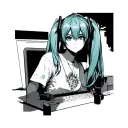Miku on a computer tattoo design idea
