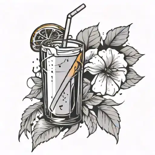 glass of orange juice with bandaid over a crack tattoo design idea