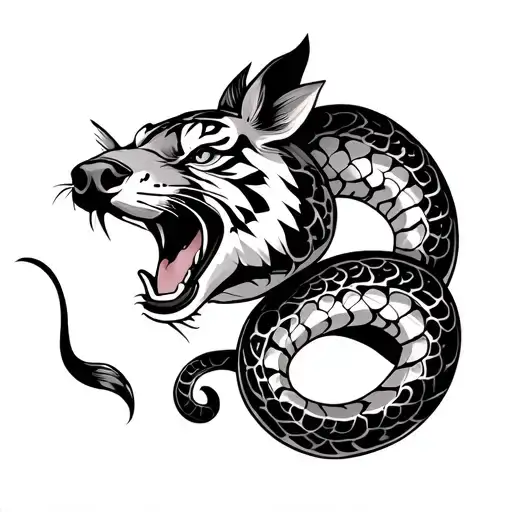 snake tiger pig Japanese tattoo design idea