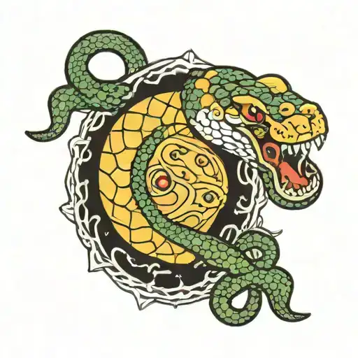 snake eating cookies tattoo design idea