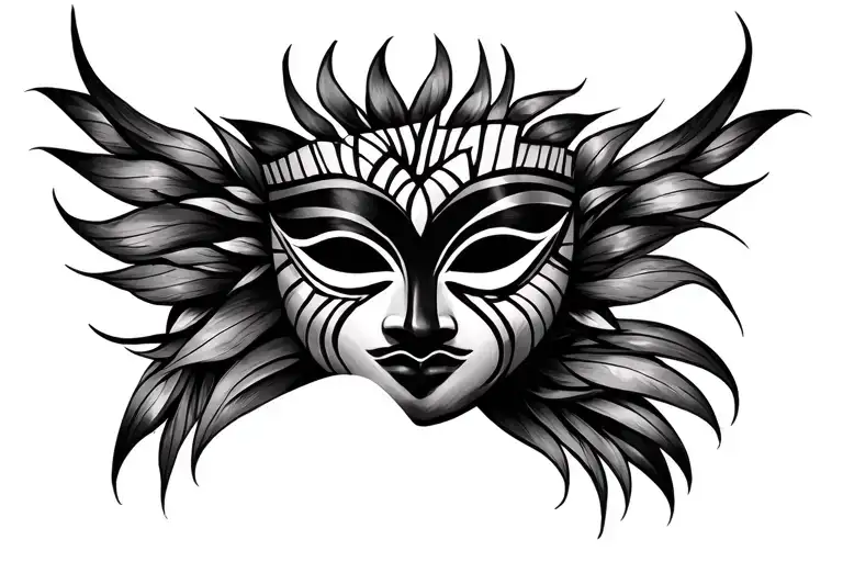 african mask tattoo design idea