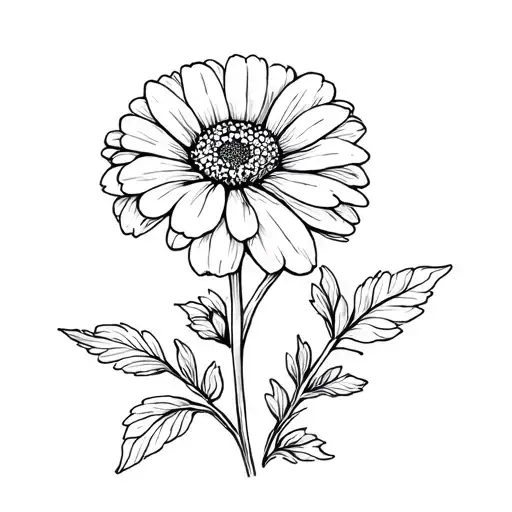 zinnia flower fine line tattoo design idea