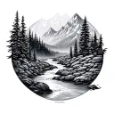 mountain stream tattoo design idea