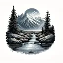 mountain stream tattoo design idea
