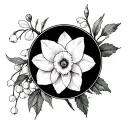 daffodil, jonquil, hawthorn and lily of the valley tattoo design idea