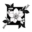 daffodil, jonquil, hawthorn and lily of the valley tattoo design idea
