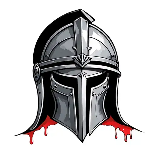 Gladiator helmet with blood tattoo design idea
