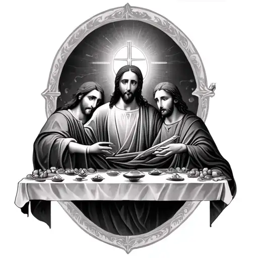 religious tattoo, with the Holy Supper on the forearm tattoo design idea
