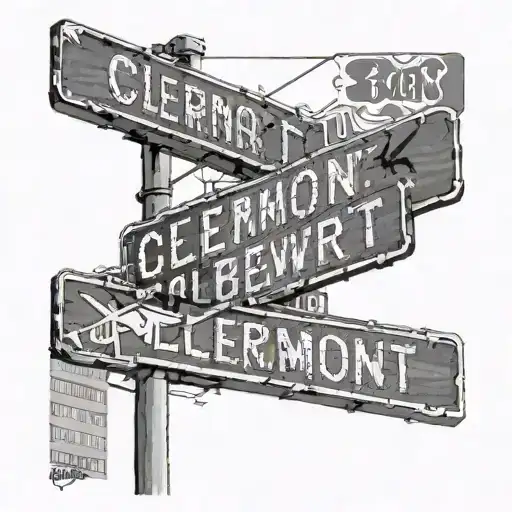 Clermont st on a street sign with Denver in the back with 303 mixed in  tattoo design idea