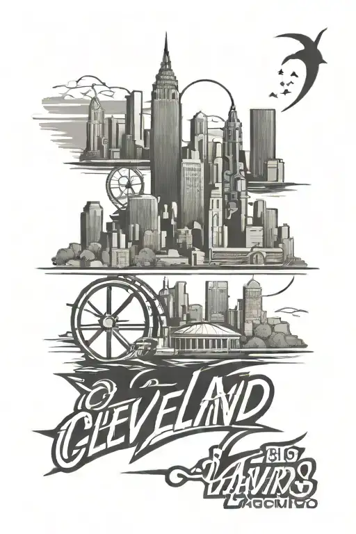 Cleveland, Ohio city skyline, area code 216, motivational quote, Cleveland Cavaliers logo, Ohio State logo tattoo design idea