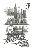 Cleveland, Ohio city skyline, area code 216, motivational quote, Cleveland Cavaliers logo, Ohio State logo tattoo design idea