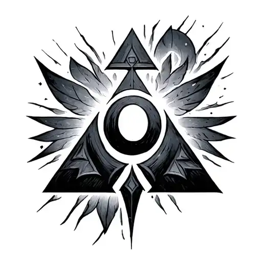 zelda triforce with semi colon in the middle tattoo design idea
