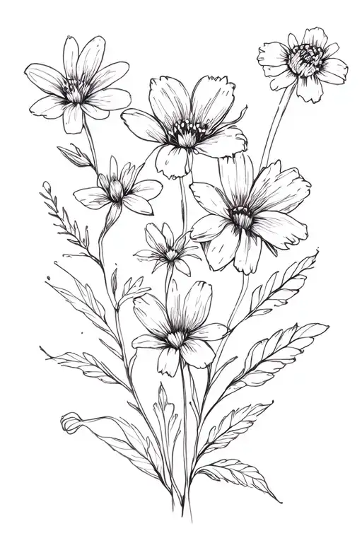 March October december birth flowers tattoo design idea