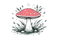 toadstool surrounded tattoo design idea