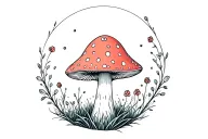 toadstool surrounded tattoo design idea