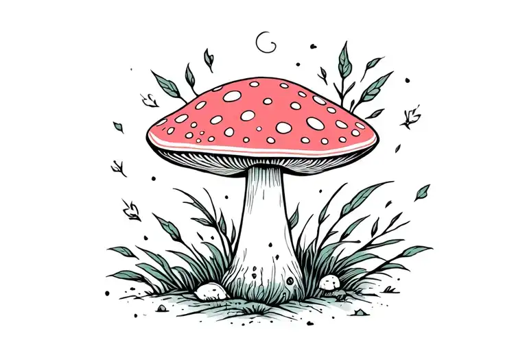 toadstool surrounded tattoo design idea