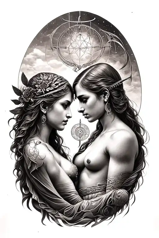 libra and sagittarius love each other tattoo design idea