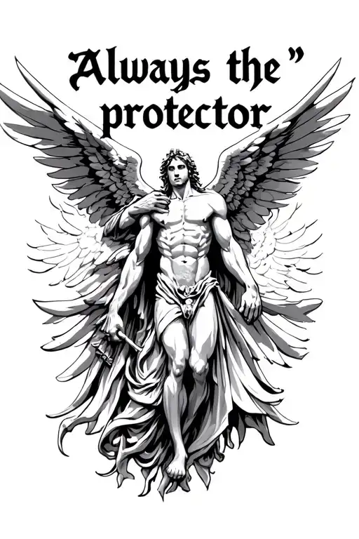"Always the protector " "Always the protector " arc angel michael defeats lucifer tattoo design idea