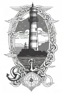 Lighthouse and Anchor tattoo design idea