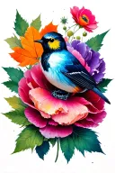 peony poppy anemone maple leaf octupus robin tattoo design idea