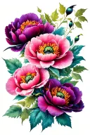 peony poppy anemone maple leaf octupus robin tattoo design idea