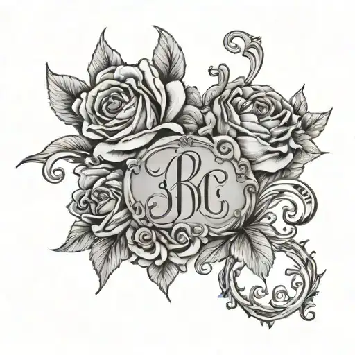  3 sisters with Initials ABC tattoo inspired tattoo design idea