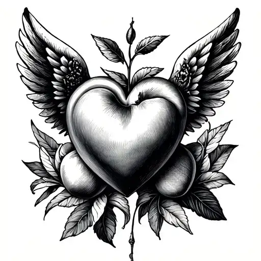 Combine heart with peach and wings ... it must not look too feminine tattoo design idea