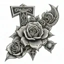 money rose ankh wolf tattoo design idea