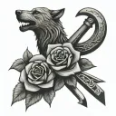 money rose ankh wolf tattoo design idea