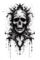 dark abstract, expressive blackwork, raw brush strokes cyber gothic ornamental, black ink tattoo design idea