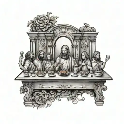 The last supper table chest tattoo tattoo design idea
