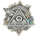 psychedelic salmon valknut tattoo design idea