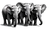 3 baby elephants lined up tattoo design idea