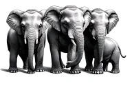 3 baby elephants lined up tattoo design idea