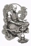 monk meditating tattoo design idea