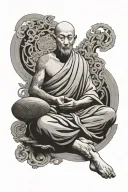 monk meditating tattoo design idea