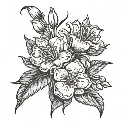 carnation and snowdrop flowers tattoo design idea