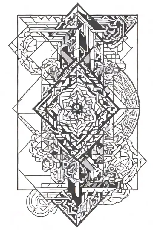 geometric intertwined representing self-respect, family, strength. With real intercut tattoo design idea