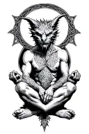 Celtic gargoyle sitting cross legged tattoo design idea