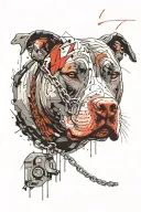 pit bull on a chain getting ready to attack tattoo design idea