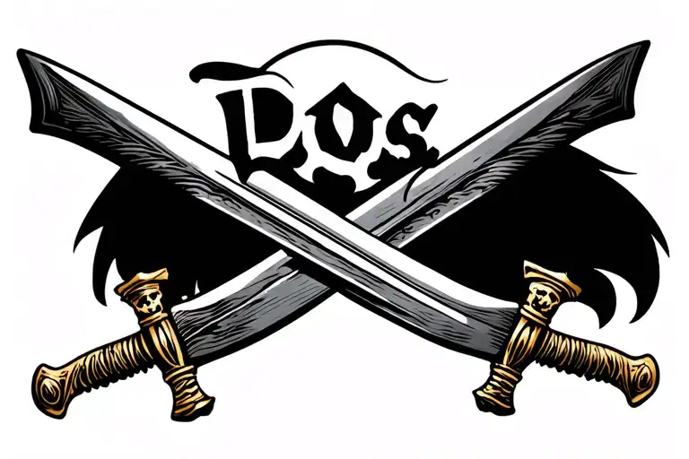 two pirate cutlass crossed swords crossed tattoo design idea