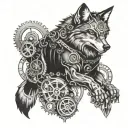 steampunk wolf tattoo design idea