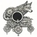 steampunk wolf tattoo design idea