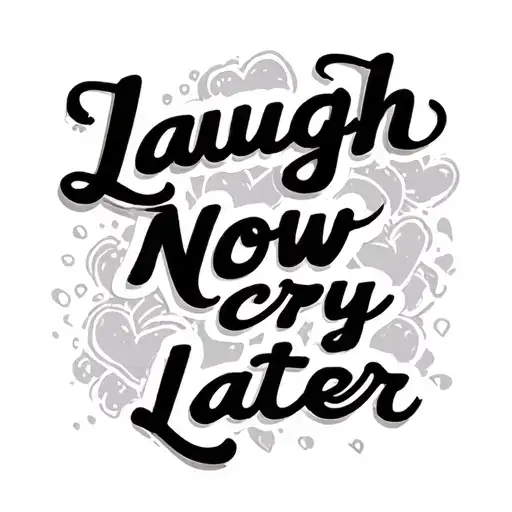 laugh now cry later lettering tattoo design idea