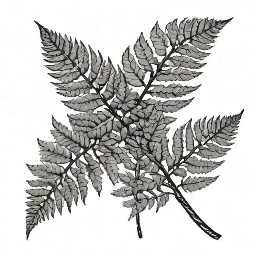 2 fern leaf stems tattoo design idea