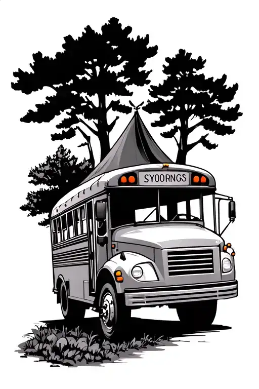 school bus camping tent tattoo design idea