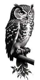 owl perched tattoo design idea