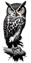 owl perched tattoo design idea
